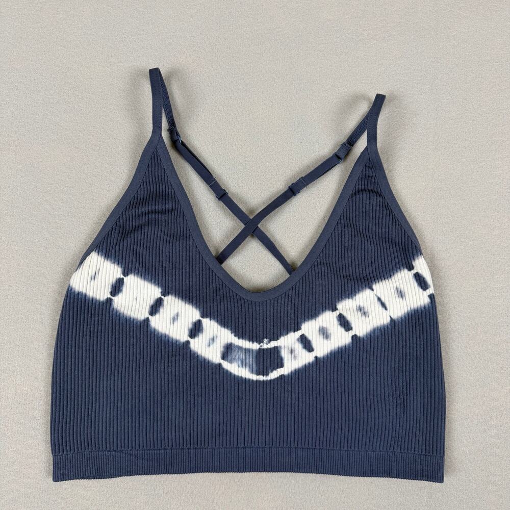 Aerie Seamless Strappy Padded Bralette; Marbled Blue Sz M